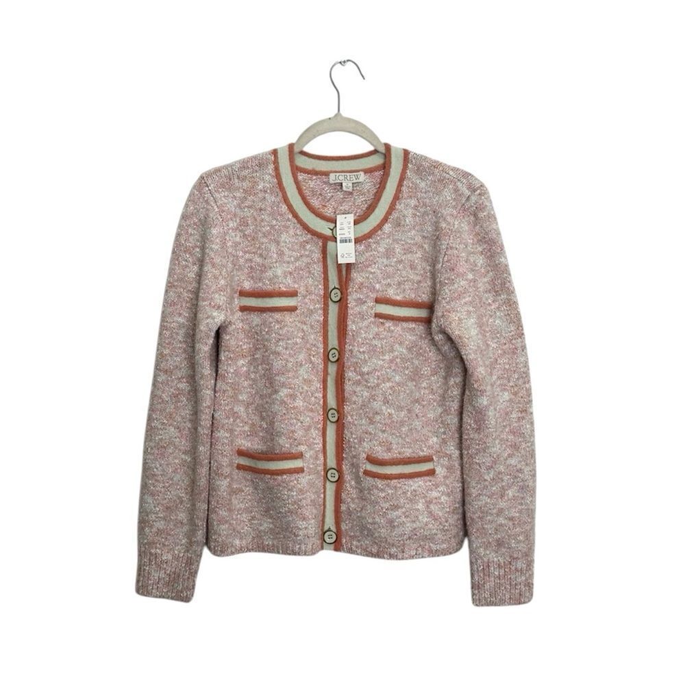 NWT J CREW Marled sweater lady cardigan in blush pink - Picture 6 of 8